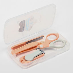 Детский маникюрный набор (ножницы, книпсер, пилка, пинцет), цвет розовый