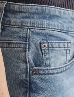 Джинсы трубы прямые с декоративной стиркой из эластичного денима - Vilatte фото 4