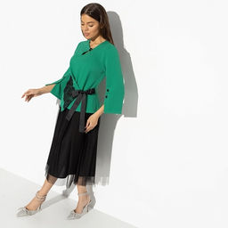 Костюм с юбкой из сетки на подкладе Больше чем стиль (2 в 1 green) - Charutti фото 2