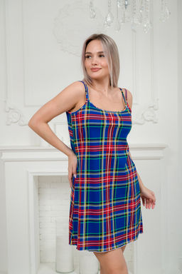 Ночная сорочка из кулирки Оливия синяя клетка