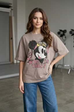 K13602 Футболка OVER SIZE (хлопок) ТМ_ПУДРА