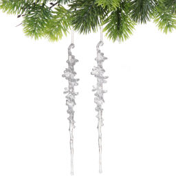 Цена за 2шт. Подвеска "Кристальная сосулька" 26 см (набор 2 шт), Серебро