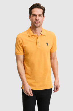 Erkek Slim Fit Turuncu Polo Yaka Basic Ti__rt