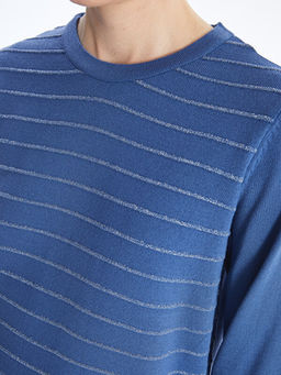 Bisiklet Yaka ?izgili Uzun Kollu Kad?n Triko Kazak