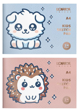 Альбом для рисования 24 л. А4, скрепка LOREX KIDS CUTE SHINY мелованный картон, матовая ла...