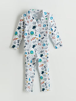 Bask?l? Erkek ?ocuk Pijama Tak?m?