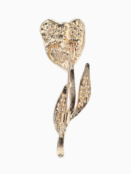 Брошь «Цветок» тюльпан, стразы, цвет розово-зелёный в золоте