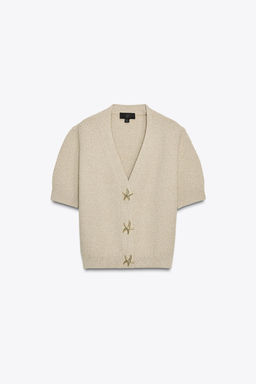 STAR BUTTON TEXTURED KNIT CARDIGAN - Zara фото 5