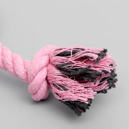 Игрушка мягкая для собак Зайка с канатом, с пищалкой, 18 см, розовая - Пижон фото 3