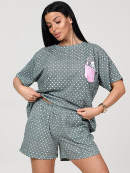 309 ДОМАШНИЙ КОСТЮМ шорты (Ментол горох) - А-дина фото 2