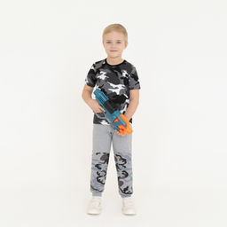 Брюки детские серые вставка серый камуфляж