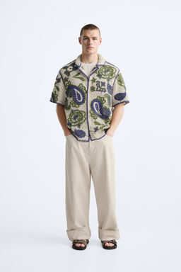CROCHET SHIRT WITH CONTRAST EMBROIDERY