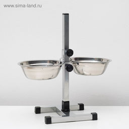 Подставка с мисками, 2700 мл, высота 40 см, разборная с верхним фиксатором, хром - Пижон фото 6