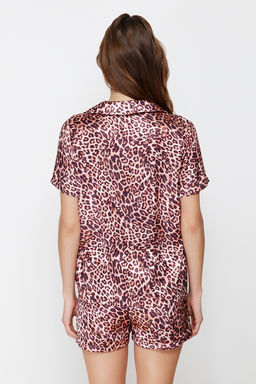 Trendyolmilla Pembe Cok Renkli Leopar Desenli Saten Sortlu Dokuma Pijama Tak?m? THMSS20PT0158 фото 22