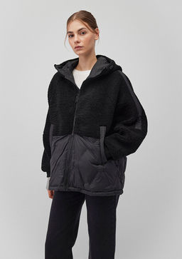 Kapusonlu Siyah Sherpa Mont