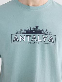 Bisiklet Yaka Antalya Bask?l? Erkek Ti??rt