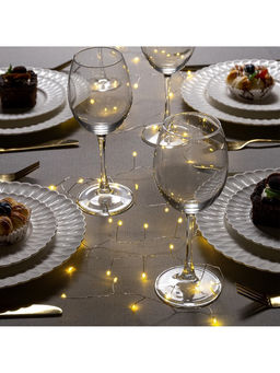 Гирлянда «Мишура» 2 м роса, IP20, серебристая нить, 50 LED, батарейки CR2032х2 (в комплекте), свечение тёплое белое