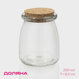 Цена за 12 шт. Банка для сыпучих Доляна Парфе, 200 мл, 78.5 см, с пробковой крышкой, стекло, прозрачная