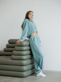 Костюм из спортивной ткани найк футер утепленный, мята (велюр эффект) - Knitka wear фото 10