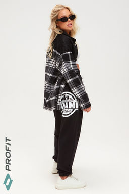 Штаны/брюки Майами для танцев черные c белым принтом