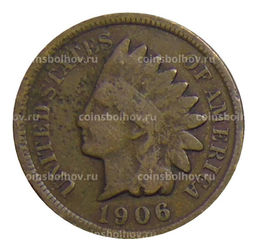 Монета 1 цент 1906 года США