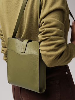 Кожаная сумка кросс-боди Leya DBR 30919 зеленая водоросль  фото 5