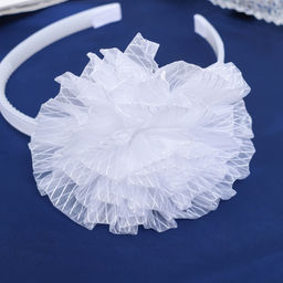 Цена за 6 шт. Ободок для волос «Школьница», облачко полосы, d=10 см, белый