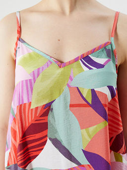 V Yaka ?i?ekli Ask?l? A Kesim Elbise