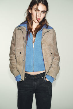 100% SUEDE LEATHER HIGH-NECK JACKET - Zara фото 24