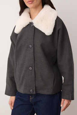 Antrasit Oversize Suni Kurk Yakal? K?sa Oversize Kase Kaban TWOAW26KB00073