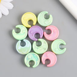 Цена за 10 шт. Бусина для творчества пластик «Месяц. Перламутровый глянец», 0.8×2.3×2.3 см, МИКС