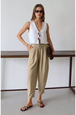 Ac?k Haki Salvar/Harem Bagc?kl? Pantolon TWOSS25PL00126