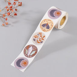 Наклейка бумага Бохо, d=3.8 см, 252 шт. в рулоне