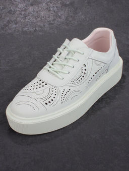 05-PDD166-3 LT.GREEN Кроссовки женские (натуральная кожа)