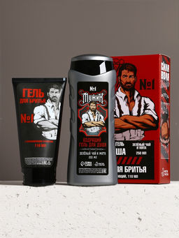 Подарочный набор Настоящему мужику, бодрящий гель для душа 250 мл, гель для бритья 110 мл - Hard line фото 2