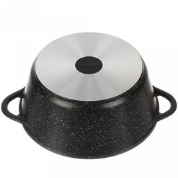 Набор посуды с антипригарным покрытием "Гранит" 4 предмета: сковорода со съемной ручкой д26см, h6,9см, жаровня д26см, h7,5см, кастрюля 4л, д26см, h11см, стеклянная крышка д26см (Россия) Подходит для всех видов плит, включая индукционную.