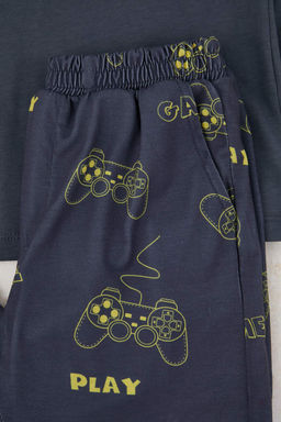 Antrasit Pamuklu Bask?l? Orme Erkek Cocuk Alt-Ust Pijama Tak?m? TKDAW26PT00013 - Trendyolmilla фото 4