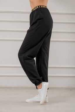 Брюки женские из футера 2-х нитка LOVE чёрные - Амадэль фото 8