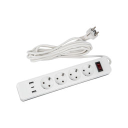 S-GSR4-3 U2C1 WHITE/GREY Сетевой фильтр серии Standard, шнур 3м (Пвс 3х0,75), 4 гнезда, с/з, 2USB+1TYPE C, 10A, 2500Вт. Белый/серый. TM Uniel