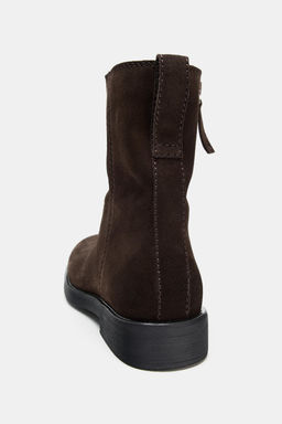 FLAT SPLIT SUEDE ANKLE BOOTS - Zara фото 6