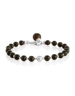 Стильный браслет из формованного балтийского янтаря с подвеской-шариком Анжелика