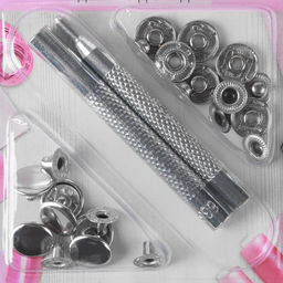 Кнопки установочные, Альфа, d = 13 мм, 6 шт, с установщиком, цвет серебряный - Арт узор фото 3