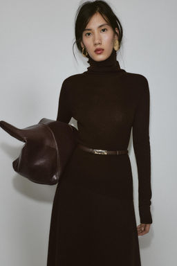 100% WOOL HIGH NECK JUMPER WITH BELT - Zara фото 2