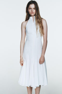 VESTIDO MID HALTER GODETS / Blanco - Zara фото 3