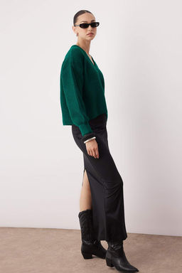 Gri Yumusak Dokulu Genis Kal?p Basic Triko Kazak TWOAW26KZ00092 - Trendyolmilla фото 6