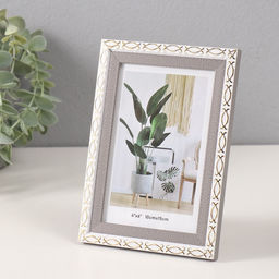 Фоторамка для фото 10×15 см «Золотые скобочки. Двойная», пластик, серая, 12.6×17.5 см