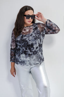 Блуза темно-серая с абстрактным принтом Averi