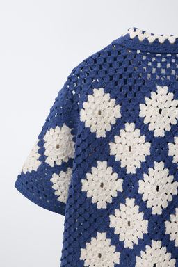 SOBRECAMISA ROMBOS PUNTO CROCHET / Marino - Zara фото 5