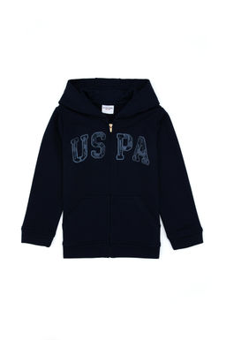 K_z _ocuk Lacivert Payet __lemeli Kap__onlu Basic Sweatshirt Sepette S_rpriz _ndirim