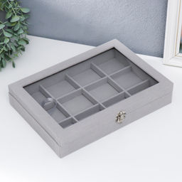 Шкатулка бархат для браслетов Серый туман 5х20х28 см